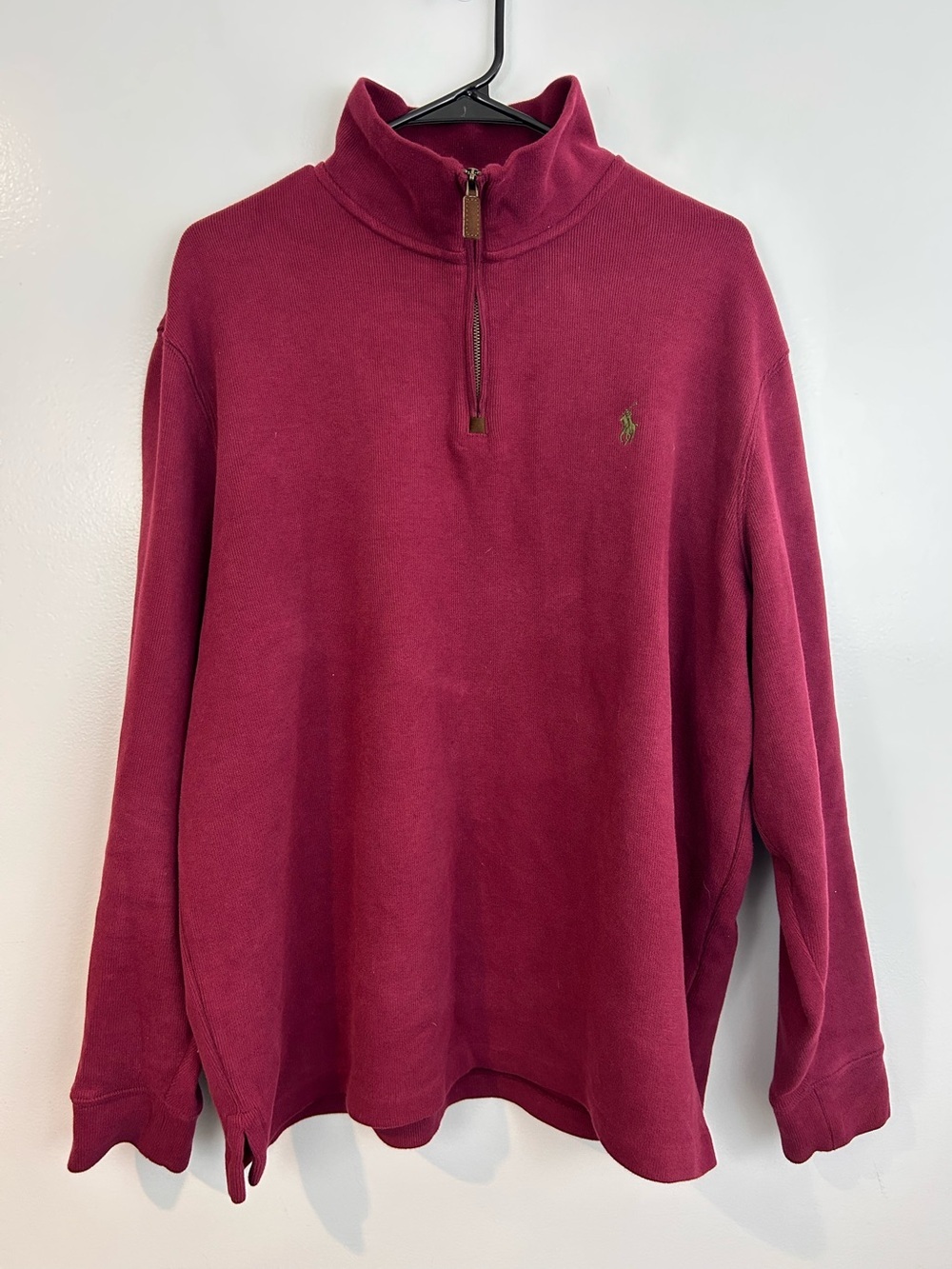 Polo Ralph Lauren Burgundy Wine Red Quarter Zip Pullover Classic Sweater Size XL